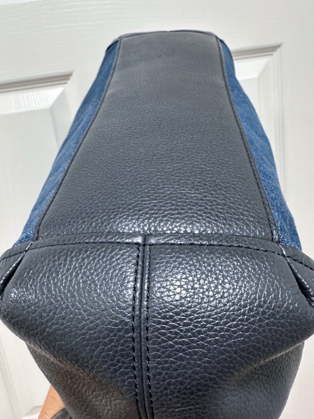 Coach Lexy Shoulder Bag Blue Denim Tea Rose Appliqué Navy Leather F25884 - Picture 13 of 15